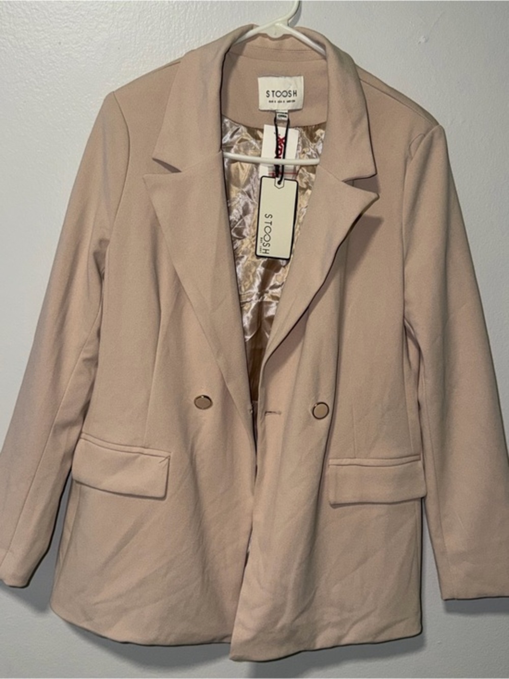 Stoosh Blush Pink Double-Button Tailored Blazer